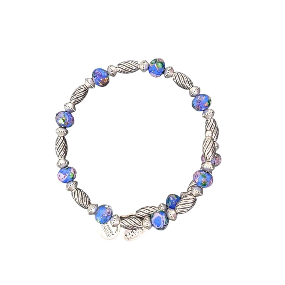 Alex And Ani Bracelet Beaded Silver Tone Wrap Charms Energy Road Romance Womens